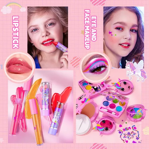 Miniatura 4 de Beayuck Kit de Maquillaje para Niñas - Kit de Juguetes de Maquillaje para Niñas, Conjunto de Cosméticos Reales Lavables con Estuche