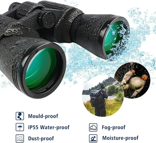Miniatura 6 de Prismáticos de 20 x 50 para adultos HD luz de día y noche binoculares con lente BAK4 Prisma FMC para caza, observación de aves, concierto, etc. IPX7