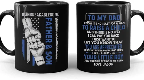 Miniatura 8 de Taza personalizada con texto en inglés «To My Dad», «My Hero», regalo personalizado para papá de parte de hijo, taza de padre e hijo, regalo
