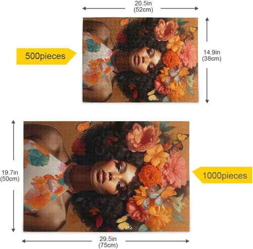 Miniatura 5 de Rompecabezas de 1000 piezas para adultos American African Black Girl Flower Wood Puzzles Educativo Cerebro Juguetes 21216941 Chica Negra Africana
