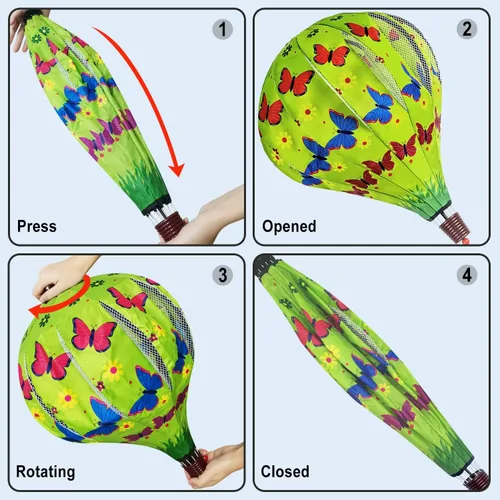 Miniatura 5 de Paquete de 2 molinos de viento para colgar en exteriores, molinos de viento grandes, para patio y jardín (colibríes + mariposa)