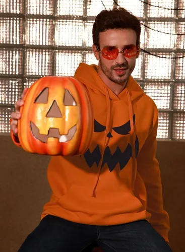 Miniatura 9 de Arvilhill Sudadera con capucha de calabaza de Halloween para hombre