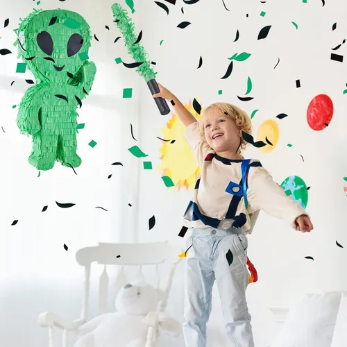 Miniatura 2 de Lewtemi Decoraciones de Fiesta de Piñata con Palo, Venda para los Ojos y Confeti para Decoraciones de Fiesta, Centro de Mesa, Accesorio para Fotos