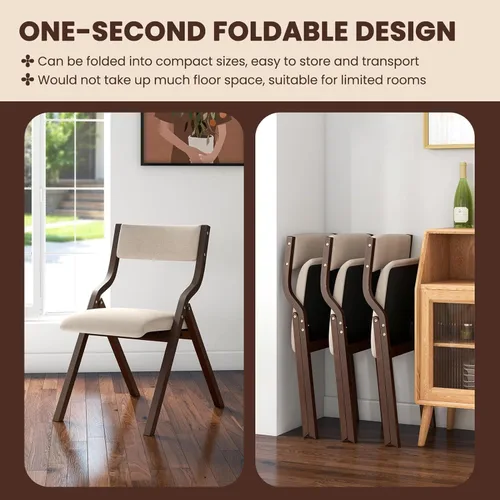 Miniatura 6 de LDAILY Moccha - Silla plegable, sillas de comedor plegables sin montaje con almohadillas deslizantes, sillas plegables con asientos acolchados