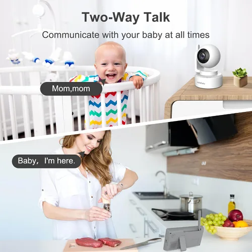 Miniatura 8 de HelloBaby Monitor de Bebé con Video de 4.3'' con Batería de 30 Horas, Monitor de Bebé con Pan-Tilt-Zoom Remoto Sin WiFi, Monitor de Bebé con Cámara