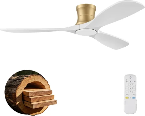 Miniatura 11 de Hoenofly - Ventilador de techo inteligente de madera de 52" de bajo perfil con luces y control remoto, motor CC silencioso, ventiladores de techo