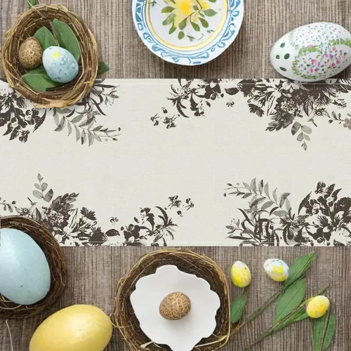 Miniatura 4 de GPGHE Camino de mesa de Pascua, diseño floral de conejito largo, para primavera, vacaciones, cocina, comedor, fiesta, decoración de granja, 13 x 36
