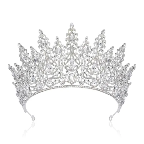 SWEETV Corona de tiara para mujer, tiara de boda para novia, tocado de princesa de cristal, corona de quinceañera para niñas, corona de graduación,
