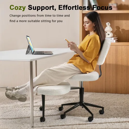 Miniatura 7 de Waleaf Silla ergonómica de oficina con patas cruzadas, silla de TDAH para adultos, silla de meditación ajustable en altura con ruedas, sillas