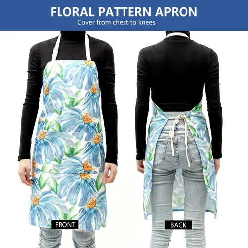 Miniatura 3 de LOLOMLO 2 Pack Floral Apron for Women with Pockets, Water Resistant Adjustable Neck Strap, Apron for Gardening
