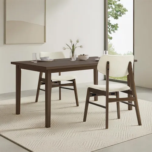 Miniatura 11 de KISLOT Rattan Dining Chairs Set of 4, Upholstered Modern Dining Room Chairs, Mid Century Oak Wood Kitchen Chairs with Rattan Backrest for Farmhouse