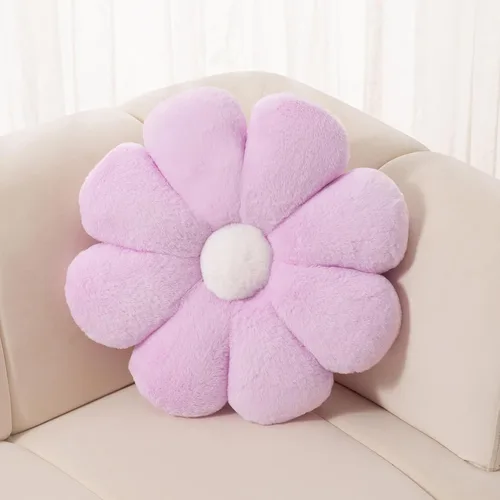 Almohadas Decorativas de Flores Moradas, 25.5 Pulgadas, Almohada Suave de Margarita con Forma de Flor, Cojín de Asiento de Piso para Lectura y