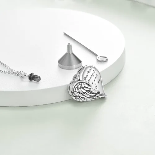 Miniatura 29 de YFN Collares de urna para cenizas, de plata de ley, alas de ángel de la guarda, collares de urna para cenizas, cremación de mascotas, joyería