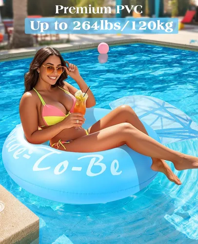 Miniatura 2 de HeySplash Pool Floats, Inflatable Pool Float, Large Floatie for Bachelorette Party, Swim Tube River Lake Beach Bride Wedding Decor Fun Toy Raft