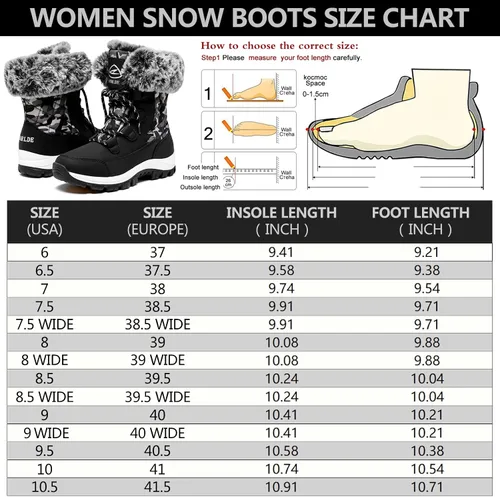 Miniatura 2 de EARLDE Womens Snow Boot With Waterproof Lace Up Mid-Calf Outdoor Winter Deep Tread Rubber Sole