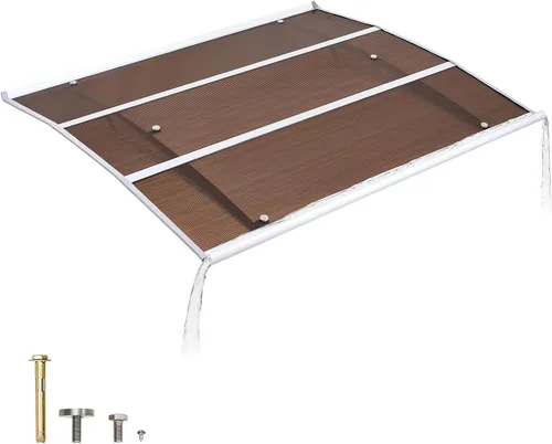 Miniatura 9 de VEVOR Toldo para puerta de entrada, toldo de puerta de ventana de 24 x 24 pulgadas con drenaje y soporte de ABS, cubierta de policarbonato