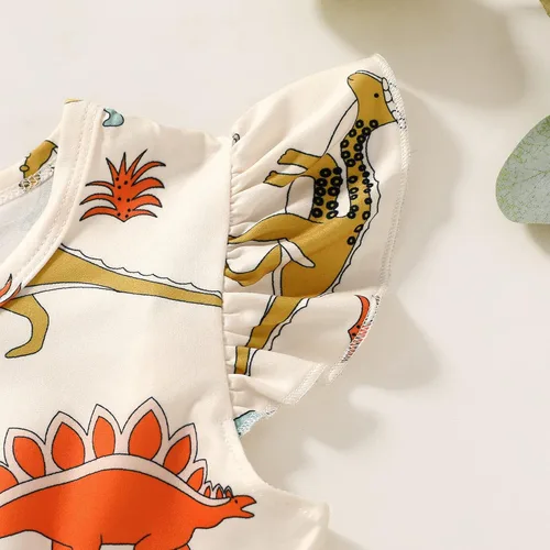 Miniatura 5 de HAPPYMA Vestido de verano para niña pequeña, vestido de dinosaurio con mangas con vuelo, trajes para bebé, vestido de verano, faldas