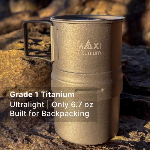 Miniatura 2 de Maxi Olla de titanio Moka - Cafetera ligera de titanio de grado 1 para acampar y uso al aire libre