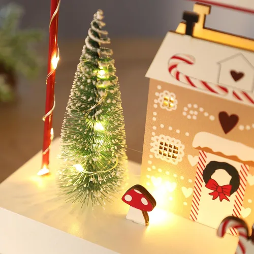 Miniatura 4 de Decoración de Mesa de Navidad, Decoraciones Iluminadas de Madera, Decoraciones de Mesa de Navidad Operadas a Batería para Interiores