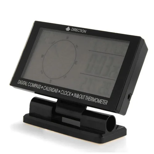 Miniatura 3 de Termómetro digital para coche negro con retroiluminación azul brújula reloj con LCD grande 3.9 pulgadas
