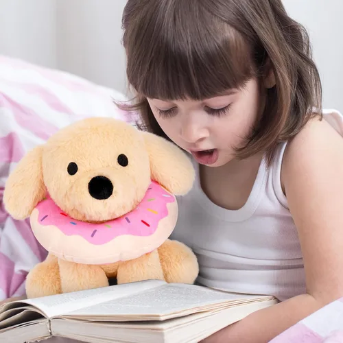Miniatura 2 de Labradoodle - Juguete de peluche para perro, de 8 pulgadas, con dona extraíble, para niños y niñas, súper suave, peluche, lindos peluches