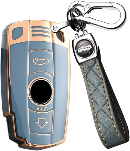 Miniatura 10 de ontto Funda de llave de TPU para llavero de coche Compatible con BMW 1 3 5 Serie E90 E92 E93 X5 X6 Z4 E90 Protector antiarañazos para llave Negro L