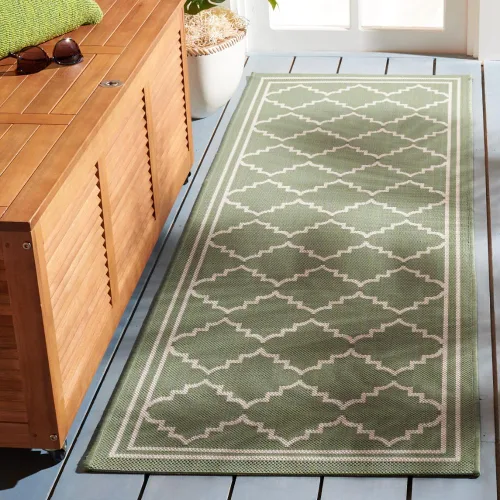 Miniatura 42 de SAFAVIEH Alfombra lavable para exteriores, colección Courtyard de 2.3 x 6.7 pies, color negro y crema, no desprende pelusa y de fácil limpieza