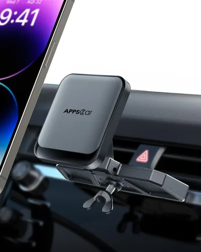 APPS2Car Magsafe Soporte de teléfono para CD para automóvil [atracción magnética 25N] Soporte magnético para teléfono para coche 360° manos libres