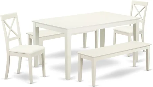 East West Furniture CABO5C-LWH-LC - Juego de mesa de comedor de 5 piezas para 4 personas, incluye una mesa de cocina rectangular y 2 sillas de
