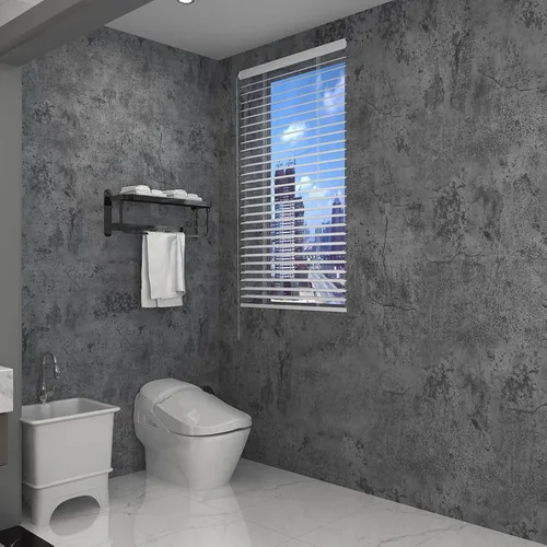 Miniatura 6 de 3yecao Papel tapiz de hormigón extra grueso de 31"×157" azul claro gris negro despegable y adhesivo efecto 3D papel de contacto de hormigón Azul