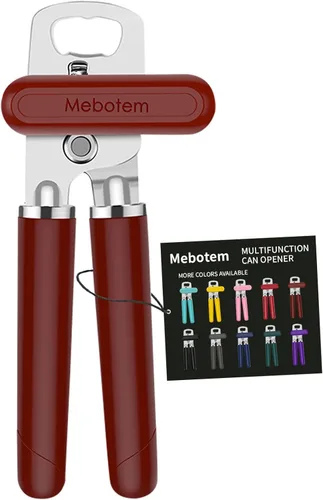 Mebotem Abrelatas manual de 10 colores, de mano, resistente, borde liso, acero inoxidable, tapa superior, utensilios de cocina, mejor calificado,
