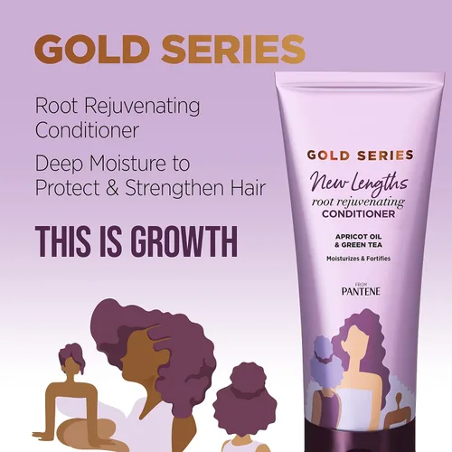 Miniatura 8 de Pantene Gold Series - Acondicionador rejuvenecedor de raíces con aceite de albaricoque y té verde, hidrata y fortalece, para cabello natural