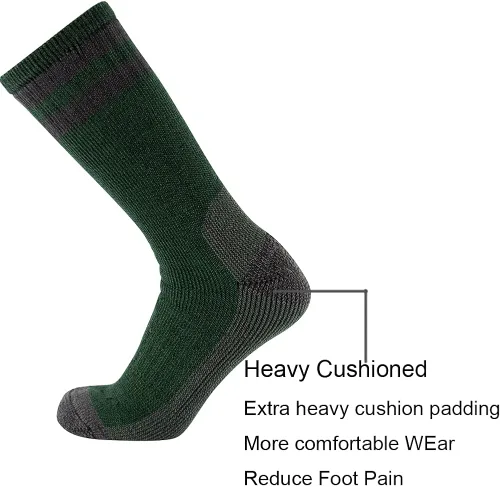 Miniatura 3 de CEREBRO Calcetines de lana merino para hombre, calcetines acolchados a media pantorrilla, que absorben la humedad, calcetines de senderismo