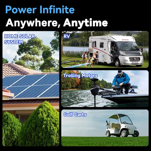 Miniatura 8 de WattCycle Batería de Ciclo Profundo LiFePO4 de 12V 100Ah - Grupo BCI 24, 15000 Ciclos, BMS 100A, Protección -4℉ para RV Boondocking, Carrito