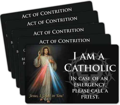 Needzo Tarjeta de identificación católica de Divine Mercy, cartera y tarjeta de oración de bolsillo, recuerdo religioso, 2.125 x 3.25 pulgadas,