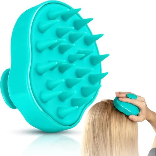 Miniatura 7 de RELAXXO Masajeador de cuero cabelludo para el crecimiento del cabello – Exfoliante y fregador de cabello para cuero cabelludo, cerdas suaves