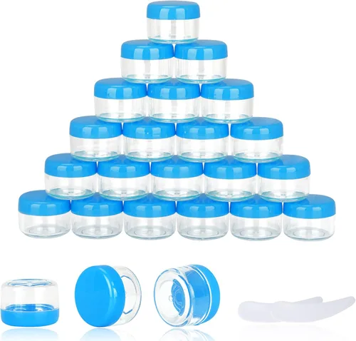 Miniatura 28 de 100 piezas de 5 gramos Envases de muestra, tarros vacíos de 5 ml con tapas, envases cosméticos pequeños, tarros de muestra mini con 8 piezas de mini