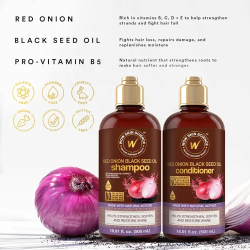 Miniatura 3 de WOW Skin Science Champú y acondicionador Red Onion Black Seed Duo 16.9 oz