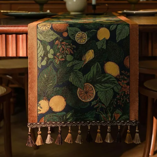 Miniatura 14 de Camino de mesa navideño con borlas de pompones, decoración de mesa de mezcla de lino y algodón para mesa de comedor, tocador, chimenea