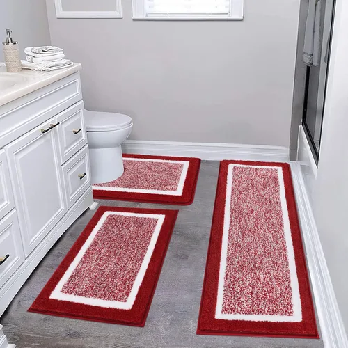 Miniatura 54 de Pauwer Juego de baño, alfombras de baño antideslizantes, alfombras de ducha absorbentes para suelo de baño, bañera y ducha, color azul aguamarina