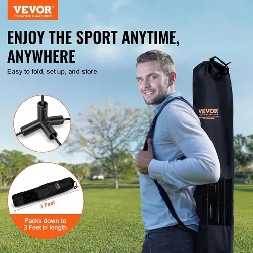 Miniatura 2 de VEVOR Badminton Net, Height Adjustable Volleyball Net, Wide Foldable Pickleball Net, Portable Easy Setup Tennis Net Set with Poles, Stand and Carry