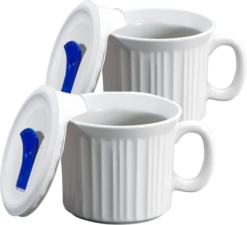 Miniatura 8 de CorningWare French White - Juego de 7 piezas de utensilios de cerámica para hornear con tapas, plato para hornear de gres resistente a astillas