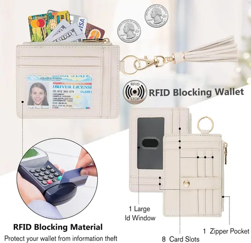 Miniatura 3 de KNGITRYI Billeteras pequeñas de pulsera para mujer RFID para tarjetas de crédito, cartera con llavero, cartera para tarjetas de crédito