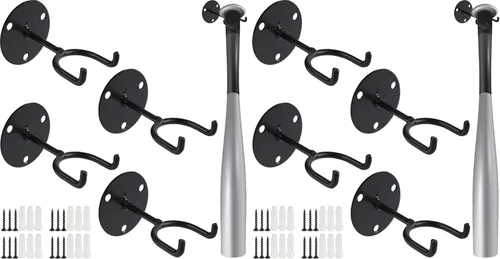 Miniatura 6 de TIHOOD 4PCS Baseball Bat Holder - Black Vertical Wall Mount Display Stand for Man Cave Decor & Sport Memorabilia Storage