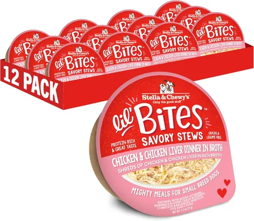 Miniatura 11 de Stella & Chewy's Lil Bites - Guisos salados para razas pequeñas, cena de pollo y pavo en caldo, tazas de 2.7 onzas (paquete de 12)