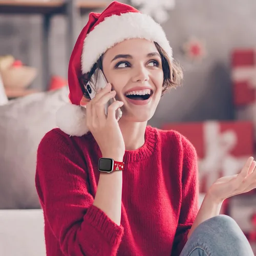 Miniatura 5 de Correas de silicona navideñas compatibles con Apple Watch Band de 1.496 in, 1.575 in, 1.614 in, 1.654 in, 1.732 in, 1.772 in, correa suave impresa