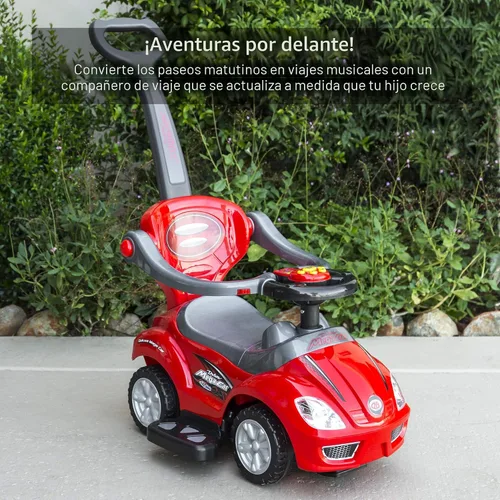 Miniatura 6 de Best Choice Products Carro de empuje y pedal 3 en 1 para niños, carro de juguete para niños pequeños con mango, bocina y música - Azul