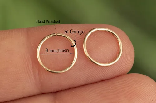 Miniatura 70 de Aretes de aro de oro de plata – Aretes de aro para mujer, dos piezas de aros de plata fina rellenos de oro, aro de hélice, anillo de tragus, aro