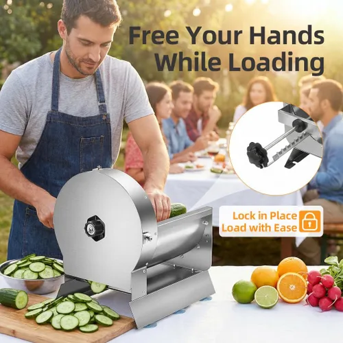 Miniatura 3 de Cortadora de verduras eléctrica y manual comercial, 0–13mm, máquina de corte de frutas de acero inoxidable comercial 2-EN-1, cortador de alimentos