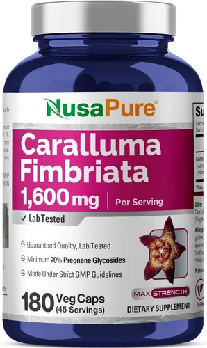 NusaPure Caralluma Fimbriata 1600mg - 180 cápsulas vegetales (sin OMG, vegano)